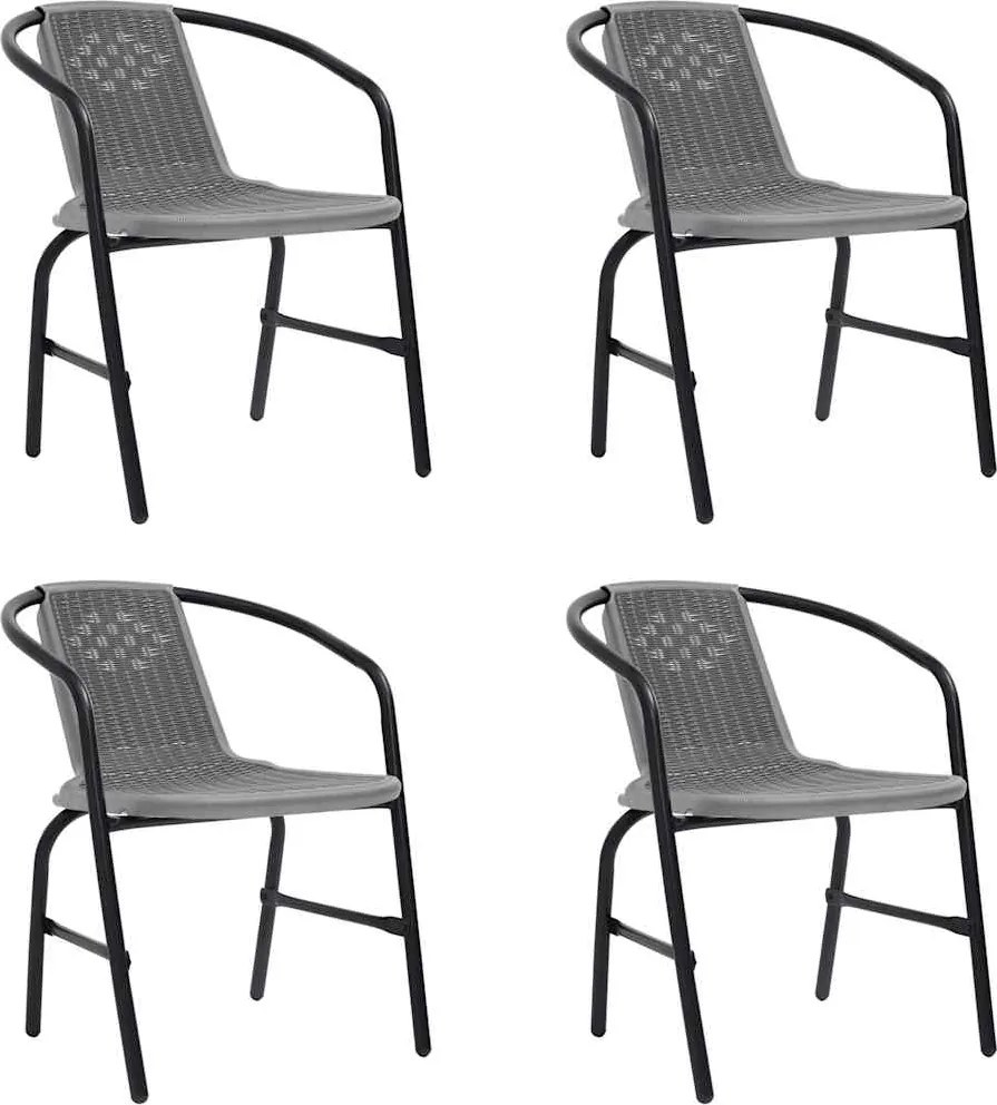 vidaXL Cadeiras de jardim 4 pcs vime plástico e aço 110 kg