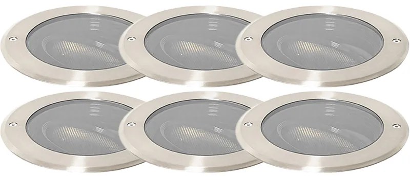 Conjunto de 6 focos de chão em aço AR111 ajustáveis IP65 - Delux Honey