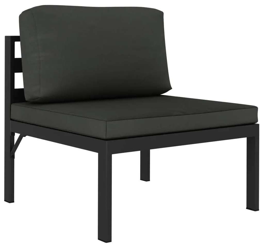 6 pcs conjunto lounge jardim com almofadões alumínio antracite
