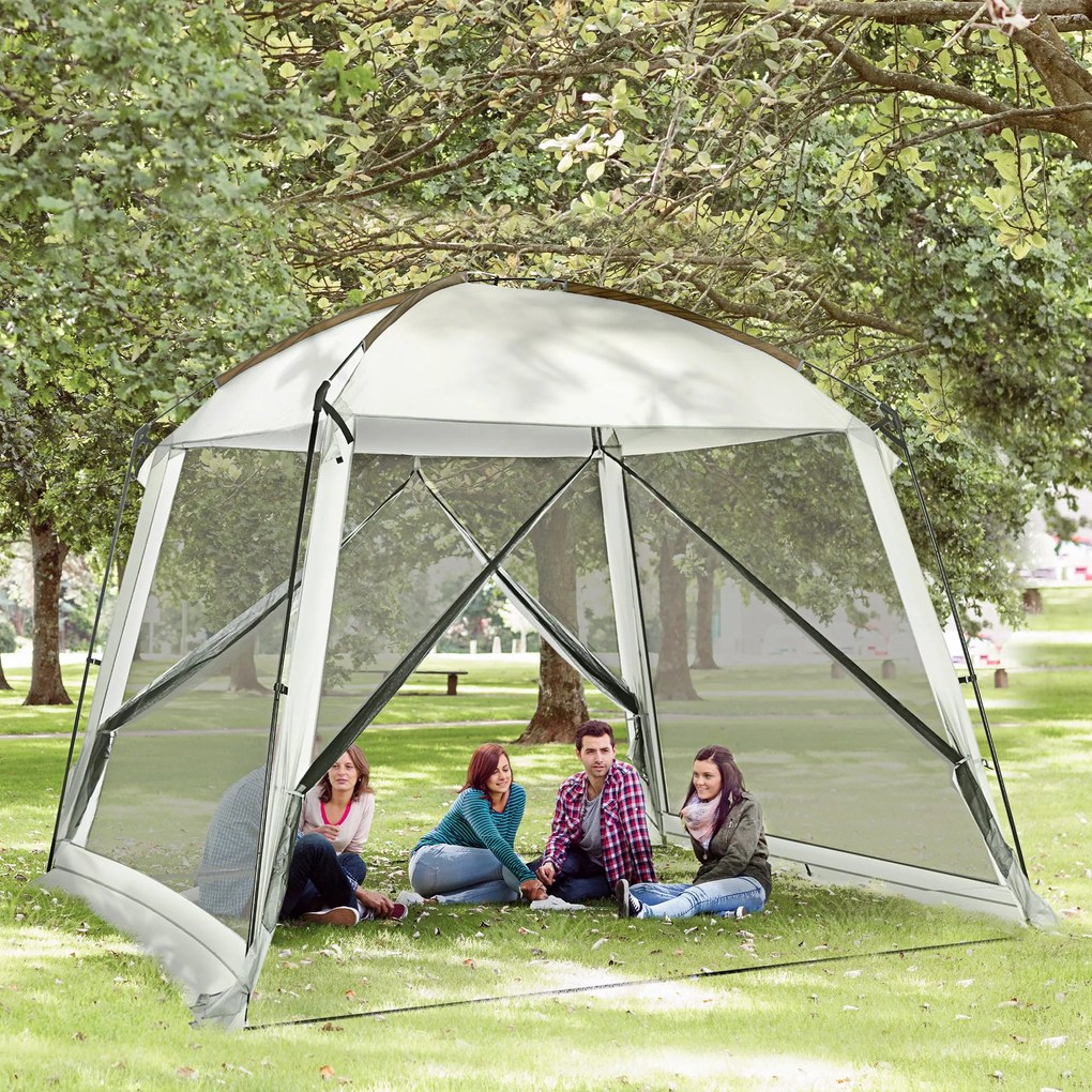 Outsunny Tenda de Jardim 3x3 m Tenda para 6-8 Pessoas com 4 Mosquiteir