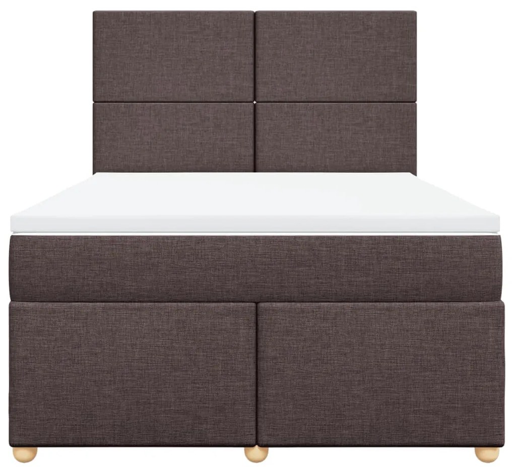 Cama com molas/colchão 160x200 cm tecido castanho-escuro