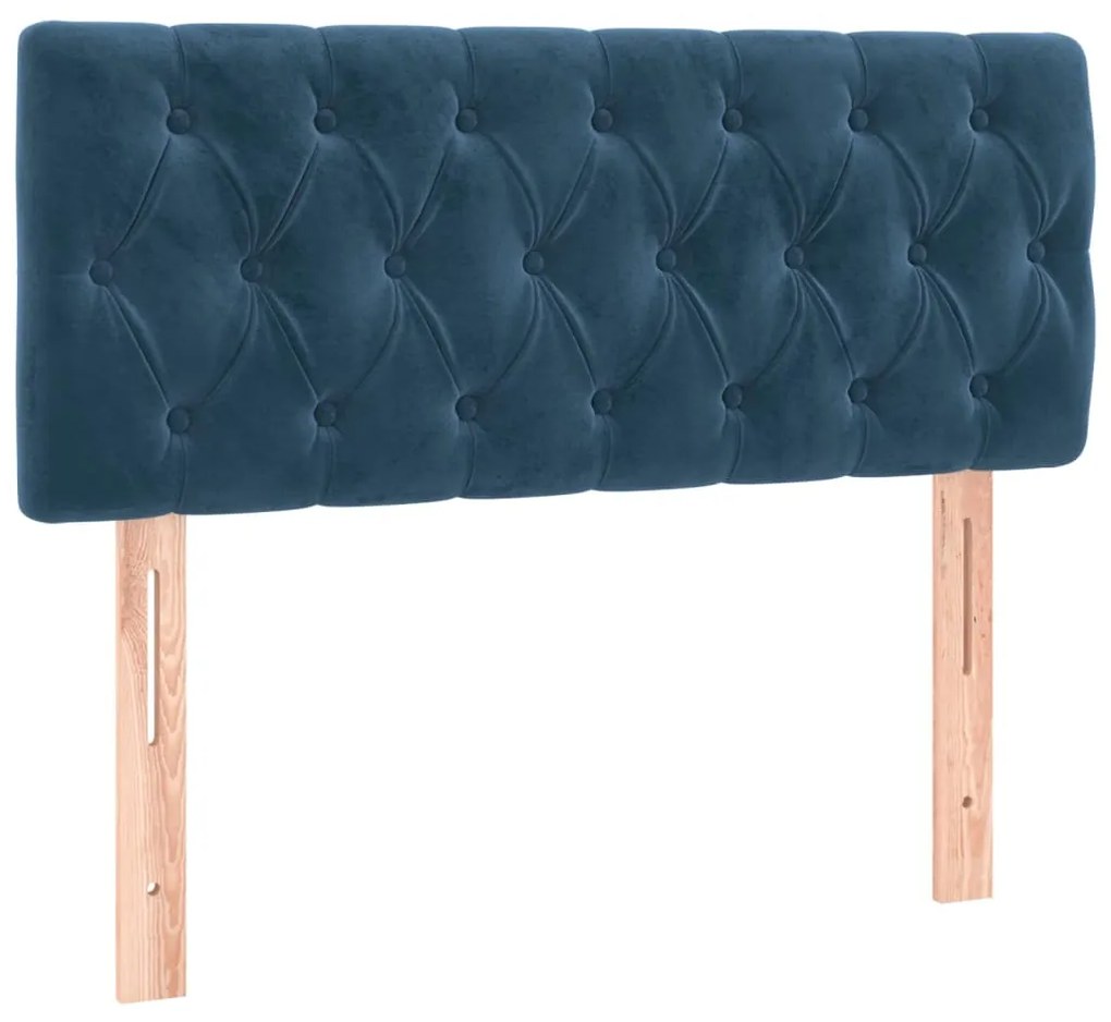 Cama box spring c/ colchão/LED 90x200 cm veludo azul-escuro