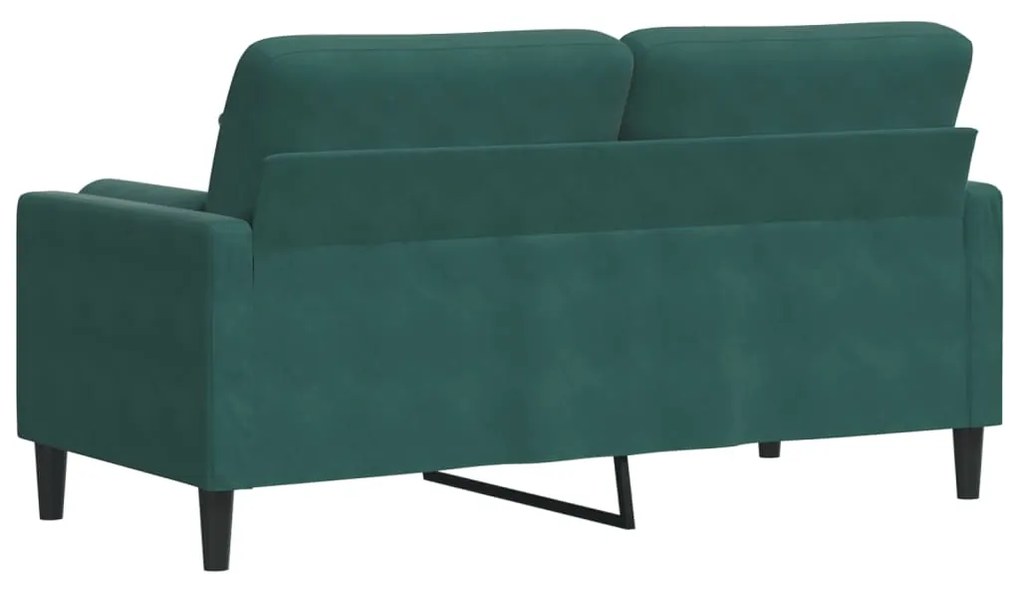 Sofá 2 lug. c/ almofadas decorativas 140cm veludo verde-escuro