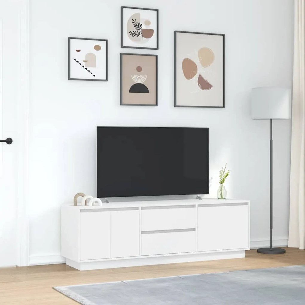 Móvel de TV com luzes LED 160,5x41x50 cm branco