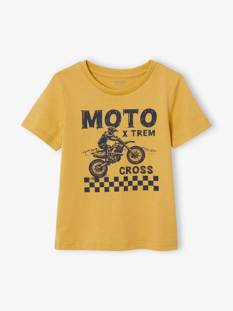 T-shirt Basics para menino, com estampado na frente   ocre