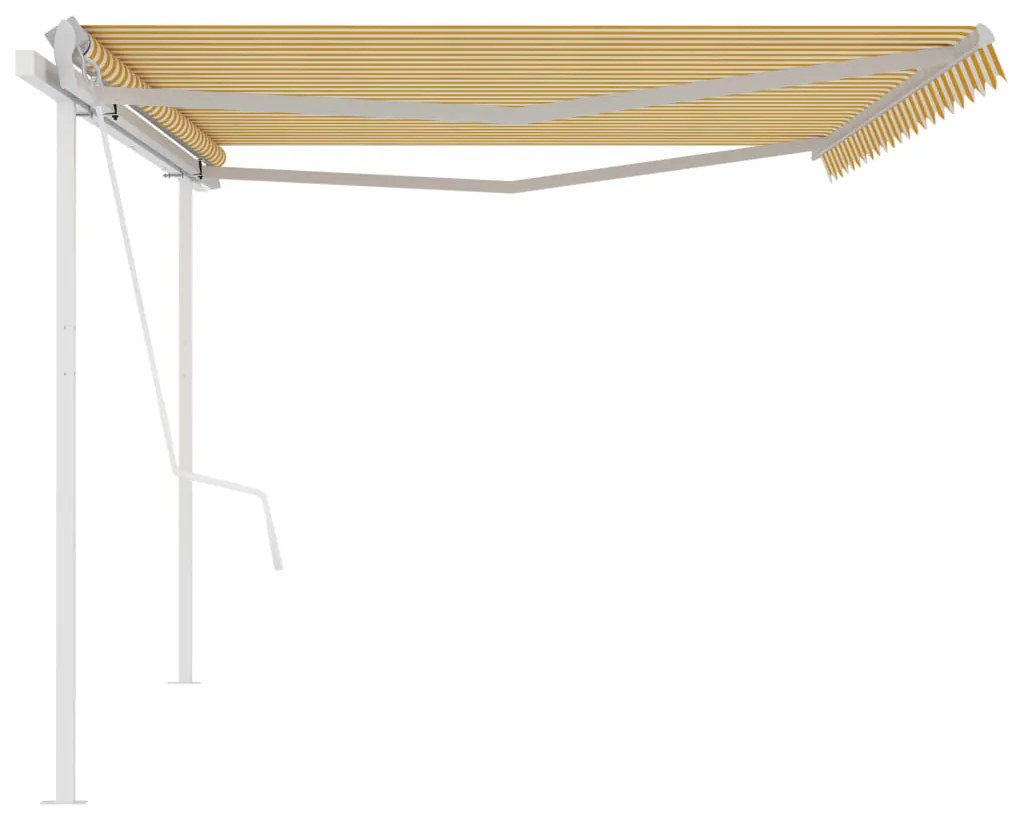 Toldo retrátil automático com postes 5x3,5 m amarelo e branco