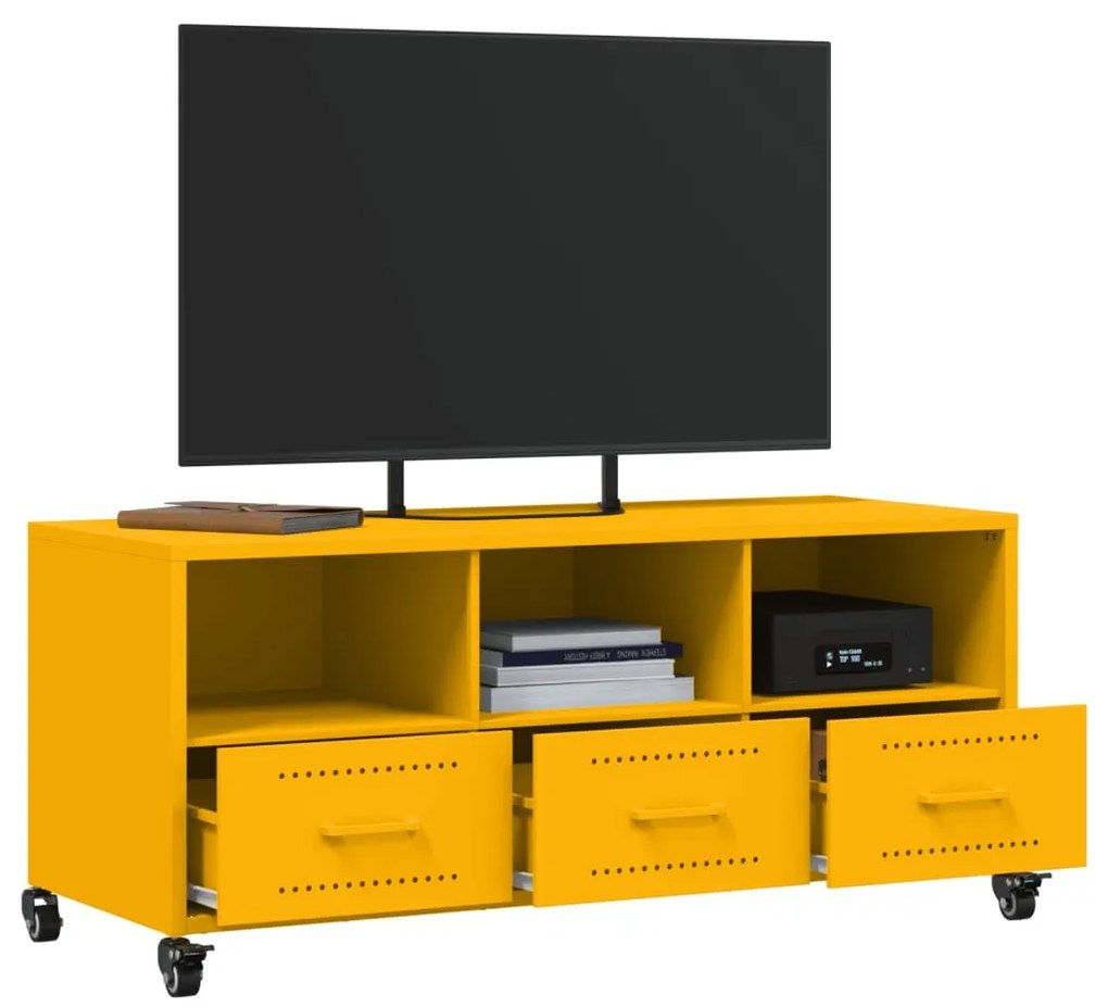 Móvel TV 100,5x39x43,5 cm aço laminado a frio amarelo mostarda