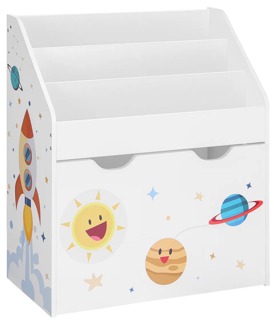 Organizador de brinquedos SONGMICS, estante infantil com 3 prateleiras, caixa de armazenamento removível com rodas, multiuso, para quarto infantil e sala de jogos, branco GKR41WT