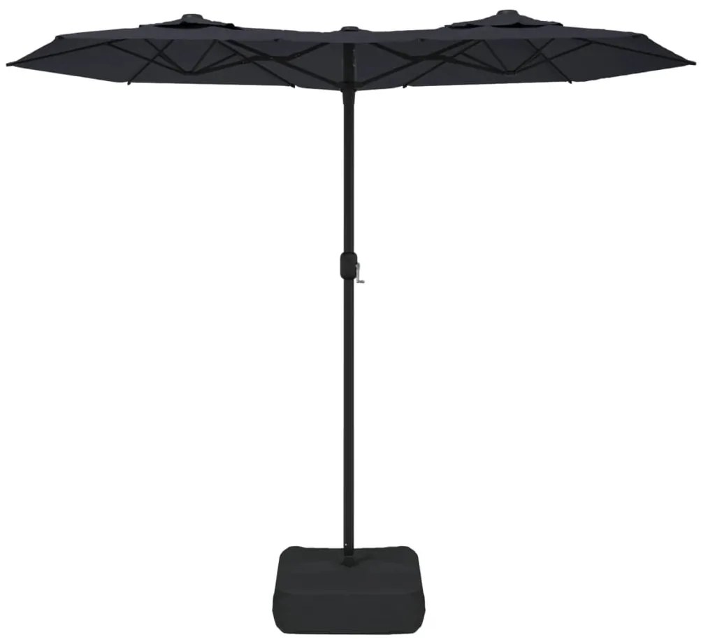 Guarda-sol de jardim com cabeça dupla 316x240 cm preto