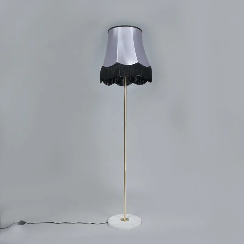 Candeeiro de pé em latão com abajur Granny preto-cinzento 45 cm - Kaso Retro