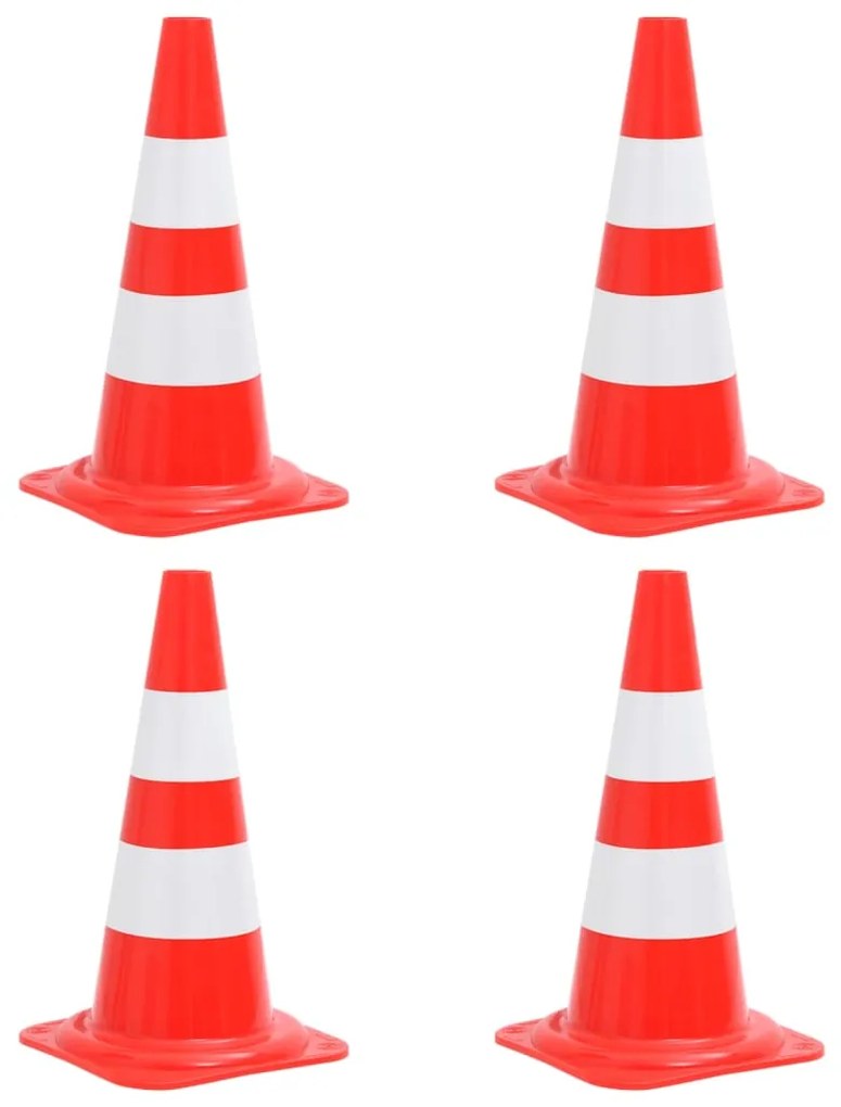 150945 vidaXL Cones de sinalização refletores 4 pcs 50 cm vermelho e branco
