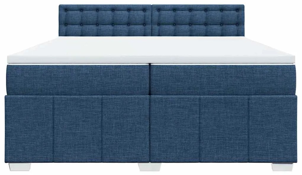 Cama com molas/colchão 200x200 cm tecido azul