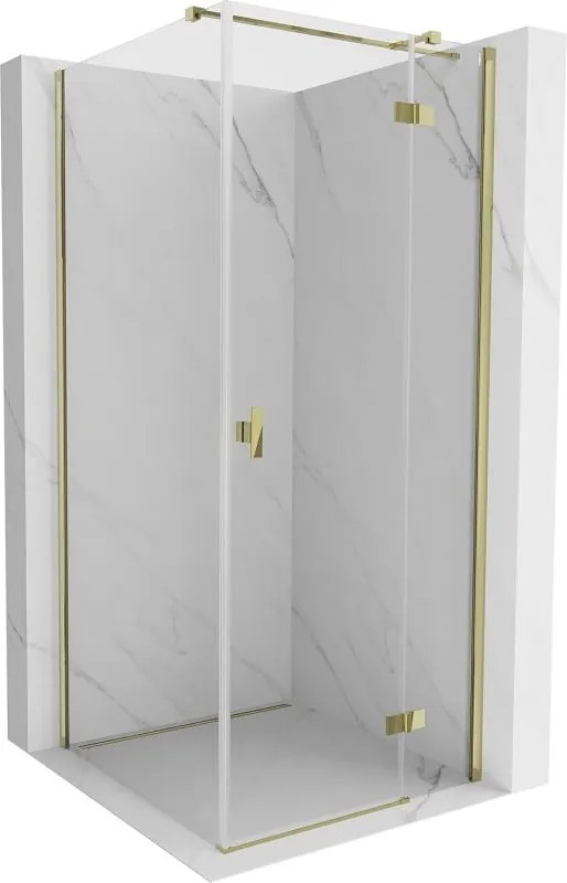 Mexen Mist-H T cabine de duche com porta de abrir direita 80 x 80 cm, transparente, dourada - 8A5T-080-080-50-00-P