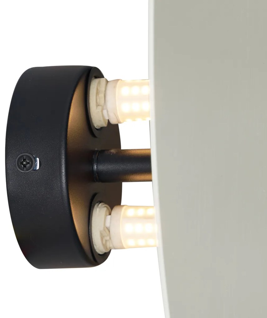 Candeeiro de parede de design bege orgânico 32cm 2-luzes - Pulley Design