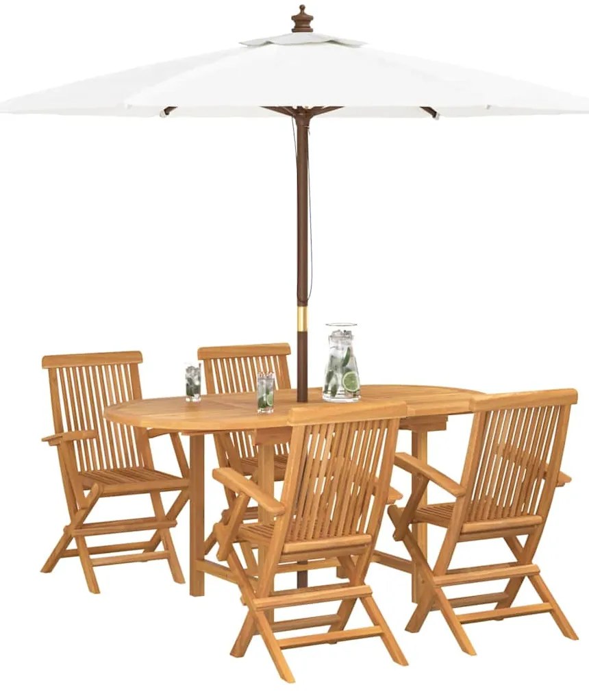 Conjunto de Jantar de Jardim vidaXL com 5 Peças em Madeira de Teca Sól