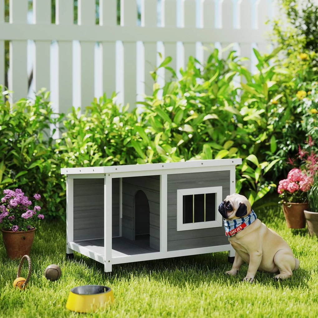 PawHut Casa para Cães de Madeira 85,5x62x60cm Casa para Animais de Est