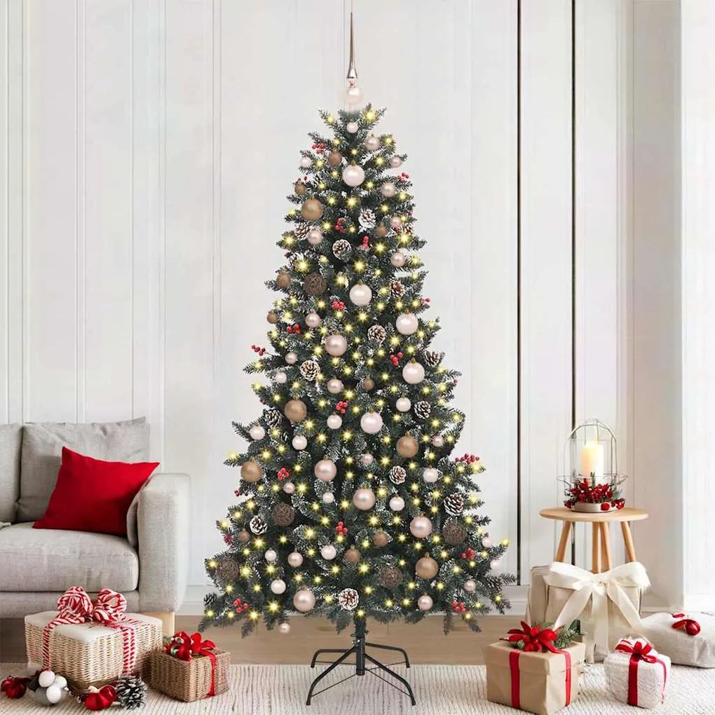 vidaXL Árvore de Natal Artificial Verde 210 cm PVC, Plástico e Aço