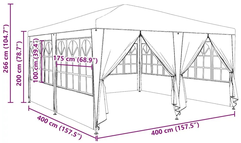 Tenda para Festa com 8 Laterais Verdes 4x4 m PE