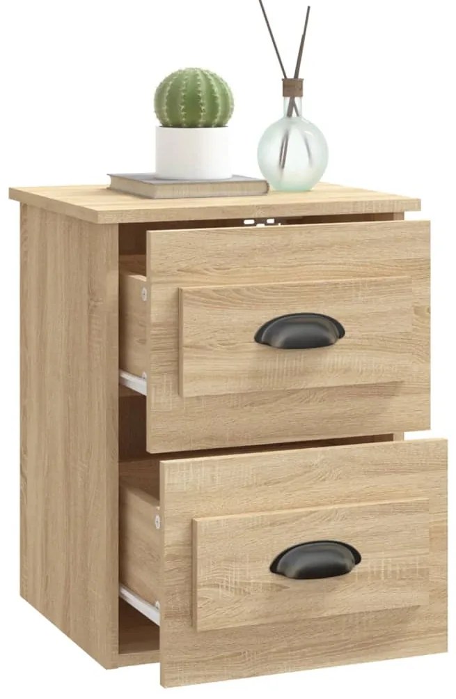 Mesas de cabeceira parede 2 pcs 41,5x36x53 cm carvalho sonoma