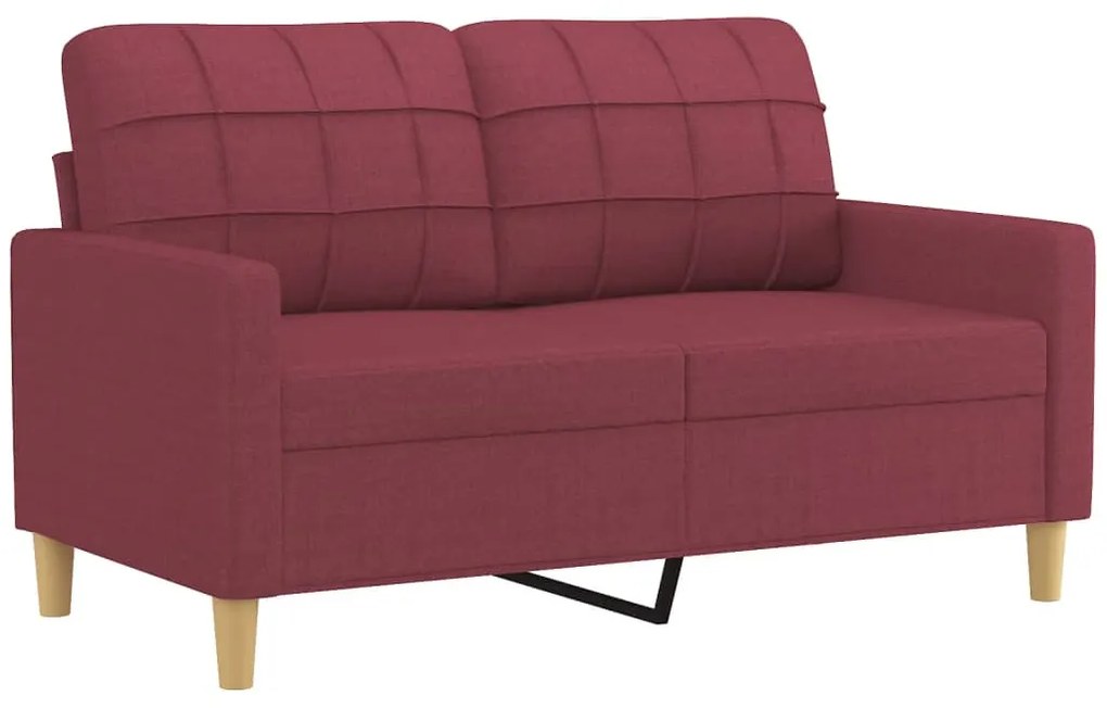 3 pcs conjunto de sofás com almofadões tecido vermelho tinto
