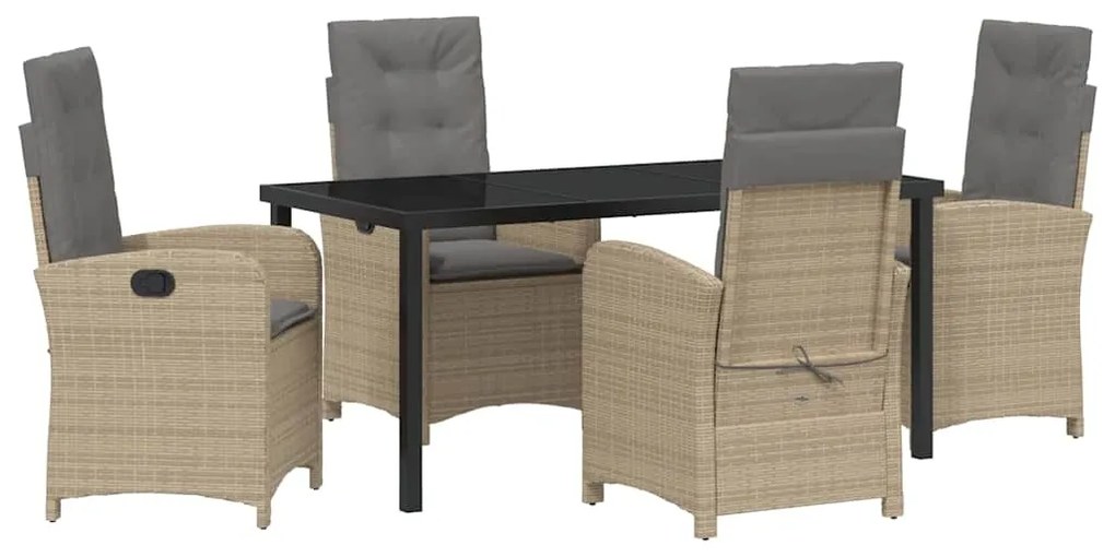 Conjunto de Jantar de Jardim com Almofadas em Rattan Sintético Bege