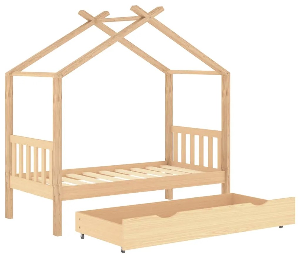 Estrutura de cama para criança c/ gaveta 80x160 cm pinho maciço