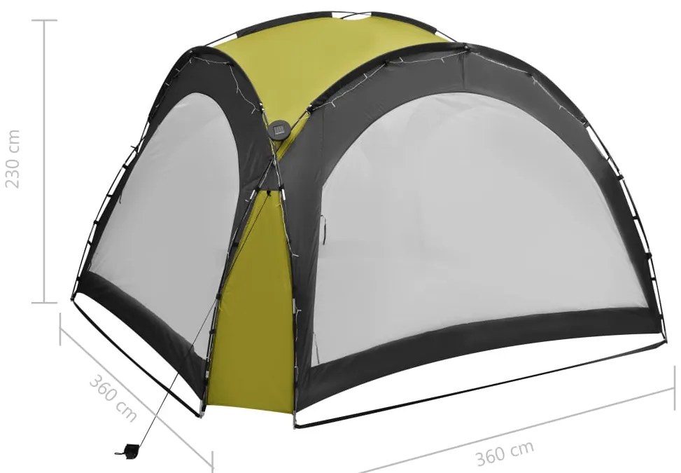 Tenda festas com LEDs e 4 paredes laterais 3,6x3,6x2,3 m verde