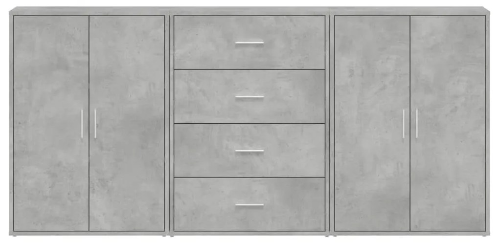 Aparadores 3 pcs 60x31x84 cm derivados madeira cinzento cimento