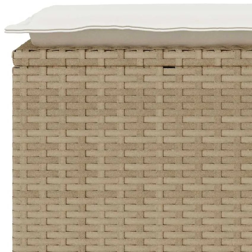 Banco de jardim com almofadão 110x40x44 cm vime PE bege