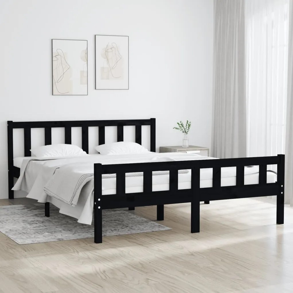 810678 vidaXL Estrutura de cama 120x200 cm madeira maciça preto