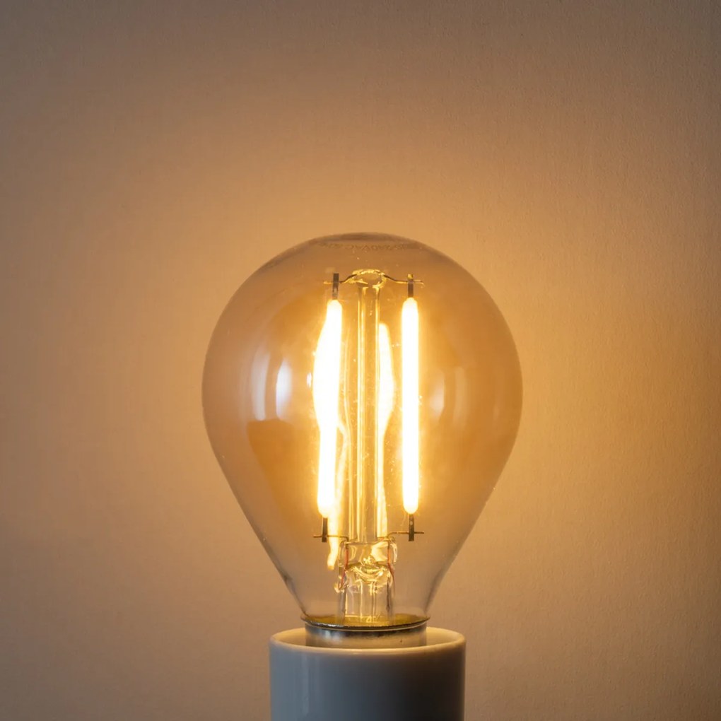 Set van 5 E14 dimbare LED lampen P45 goud 3W 250 lm 2200K