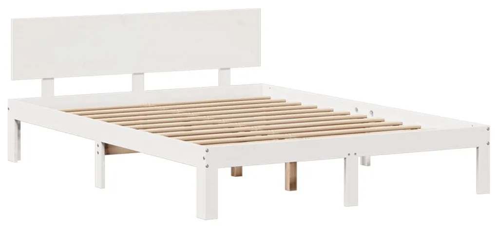 Cama com estante sem colchão 140x200 cm pinho maciço branco