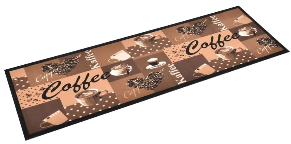 Tapete de cozinha lavável com design café 60x180 cm castanho