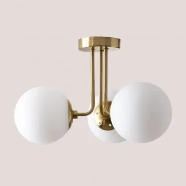 Lâmpada De Teto Com 3 Bolas De Vidro Garland Dourado - Sklum