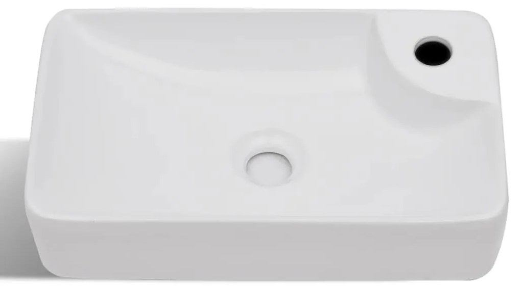 Pia de cerâmica para banheiro + furo torneira, branco