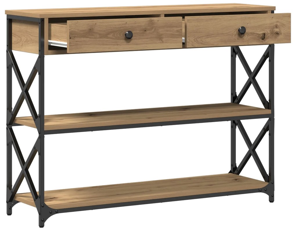 Mesa de Console vidaXL Carvalho Artesanal 100x28x75 cm Madeira Engenhe