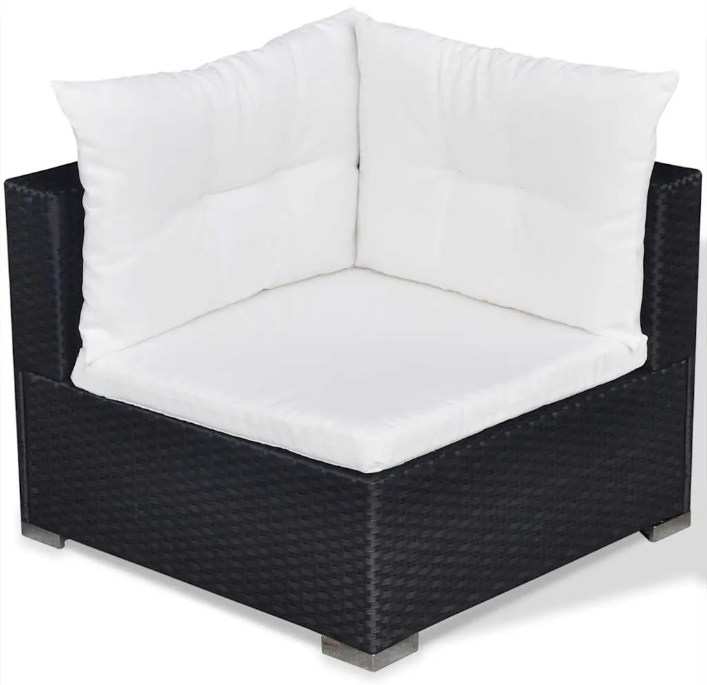 6 pcs conjunto lounge de jardim c/ almofadões vime PE preto