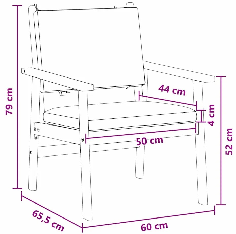 Cadeiras de Jardim vidaXL 2 pcs com Almofadas em Madeira Sólida de Acá