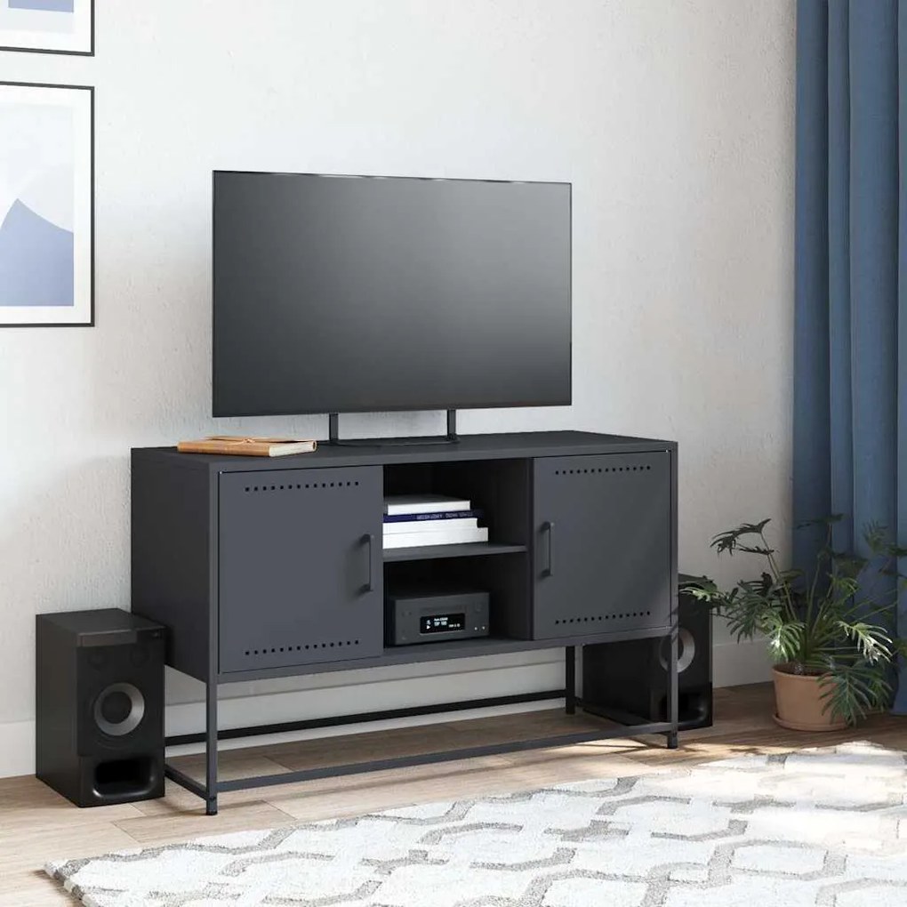 Móvel de TV 100,5x39x60,5 cm aço antracite