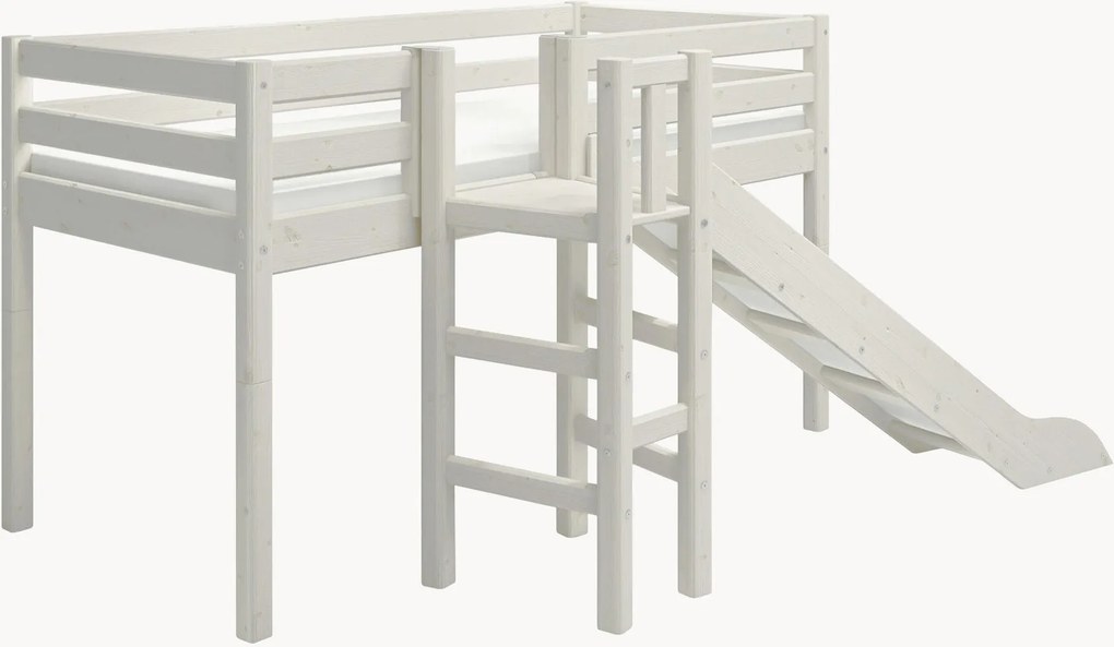 Cama alta para crianças em madeira de pinho com escorrega Classic