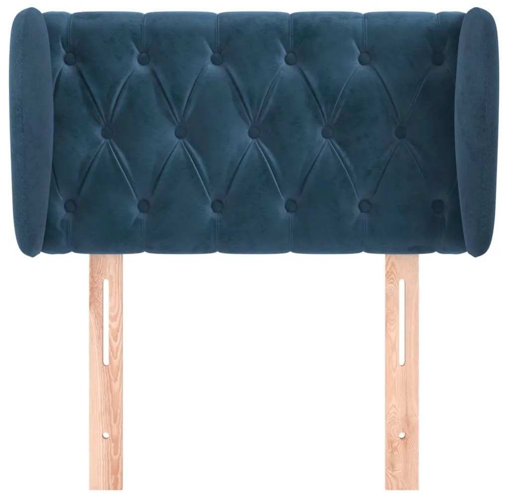Cabeceira de cama c/ abas veludo 83x23x78/88cm azul-escuro