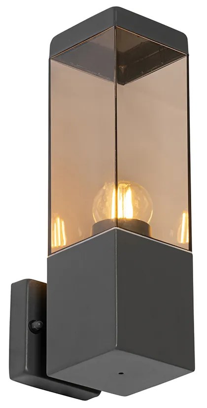 Candeeiro de parede exterior moderno cinzento escuro com fumo - Malios Moderno