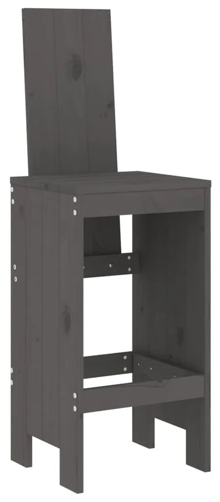 Cadeiras de bar 2 pcs 40x42x120 cm pinho maciço cinzento