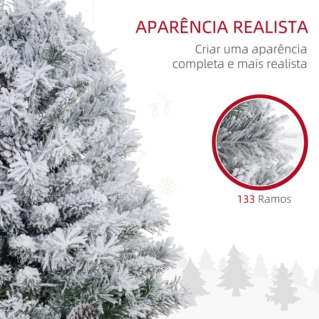 HOMCOM Árvore de Natal 90 cm Árvore de Natal Artificial Nevado com 50