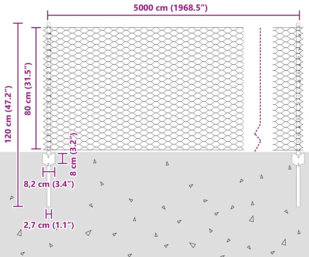 Postes de Cerca vidaXL 11 pcs U-Channel Cinza 80 cm Aço