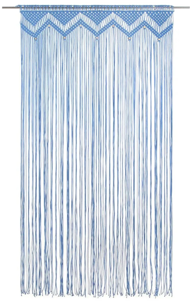 Cortina macramé 140x240 cm algodão azul