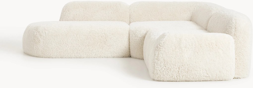 Sofá de canto modular em teddy Wolke (4 lugares)