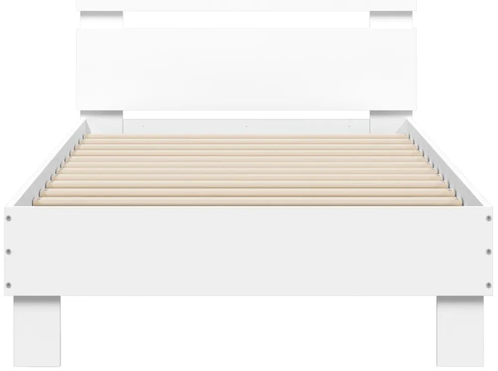 Estrutura de cama com cabeceira e luzes LED 90x200 cm branco