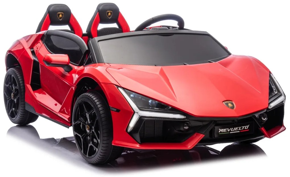 Carro elétrico para Crianças 2 Lugares Lamborghini Revuelto XL 24V 4x4 Rodas Espuma EVA, Assento Couro ecológico Vermelho