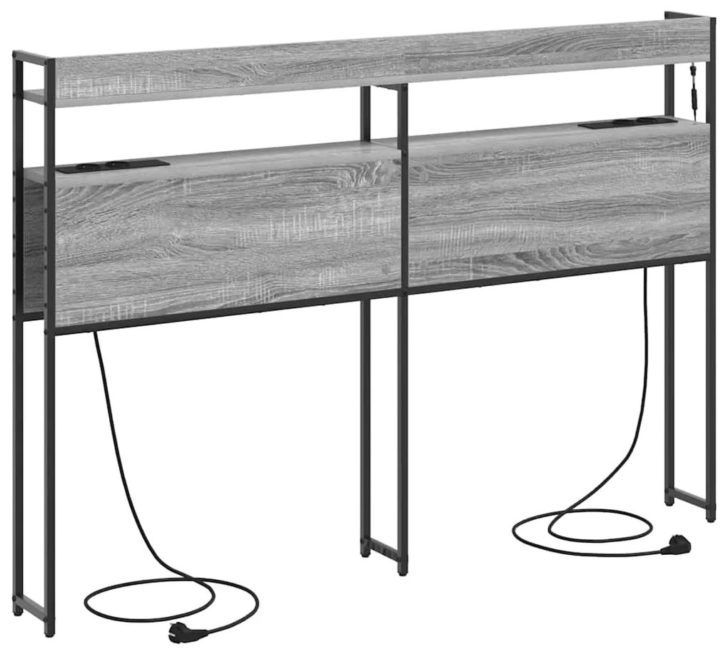 Cabeceira de armazenamento Cinza sonoma 135 cm